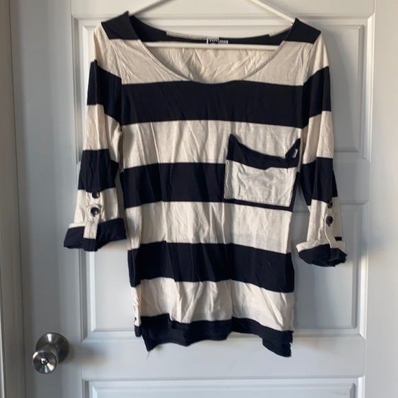 Roxy black and cream 3/4 length blouse - Picture 1 of 8